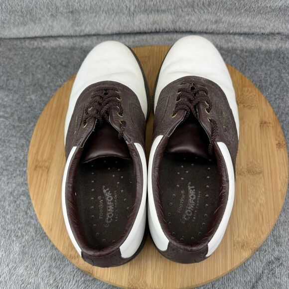 FootJoy Golf Shoes Mens Size 8.5 White Brown Leather Spiked Sneakers 57703 main image 6